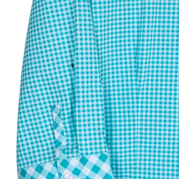 Chico's Women's Blouse Button Up Blue White Check Plaid Long Sleeve Top 2 L/12 - Picture 9 of 9